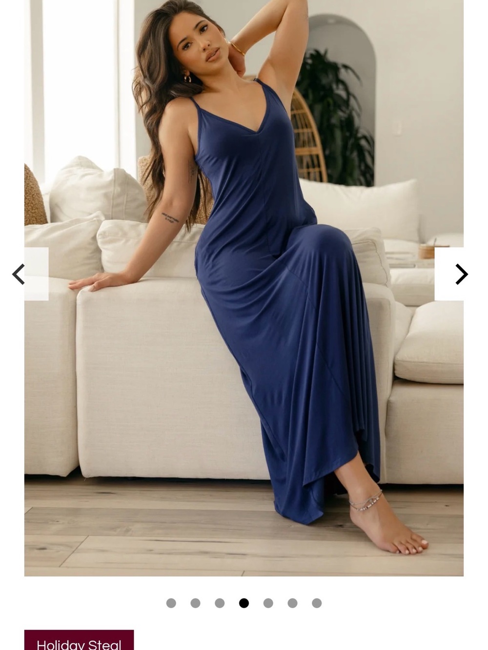 Women's Navy V-Neck Maxi Slip Dress by